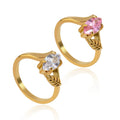 2023 Tarnish Free Unique Eye Shape Pink and Clear Zircon Rings Stainless Steel Leaf Charm Stone Wedding Rings Dainty Cz Ring