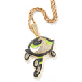 Wholesale 18k Gold Plated Bling Cartoon Necklace Iced Out Hiphop Cartoon Trendy Pendant for Women Men