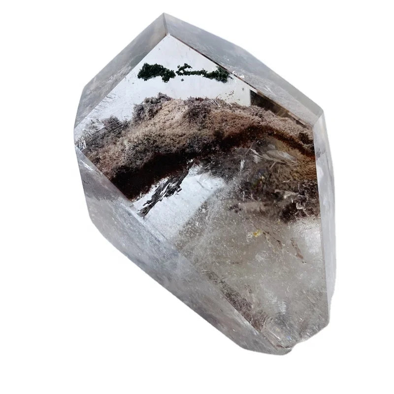 Hand Carved Natural Crystal Green Ghost Cube Tumbled Stone Healing Phantom Crystal Freeform for Feng Shui Decoration