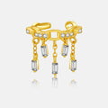 FUAMAY Handmade Cuban Link Chain 925 Silver Ear Cuff with Tassel Drop Features Zircon Stone White Gold Pvd Ear Cuffs