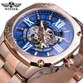 WINNER Watch Skeleton Mechanical Watches Men Wrist Top Luxury Stainless Steel Square Male Watch Dropshipping Reloj Wristwatches