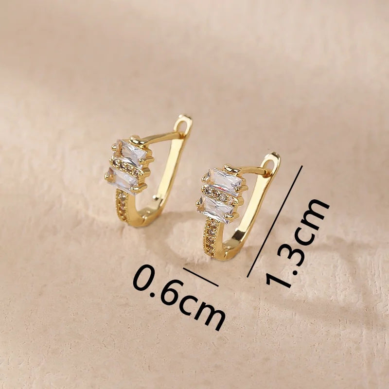 Joyeria Refined Women'sHuggies Hoop Earrings With 18K Laminated Gold Plated Brass and Cubic Zirconia Wholesale Earrings Women
