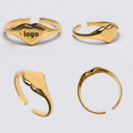 Custom Heart Shape Ring Gold Stainless Steel Nameplate Letter Smooth Initial Ring Custom Personality Gold Letter Initial Rings