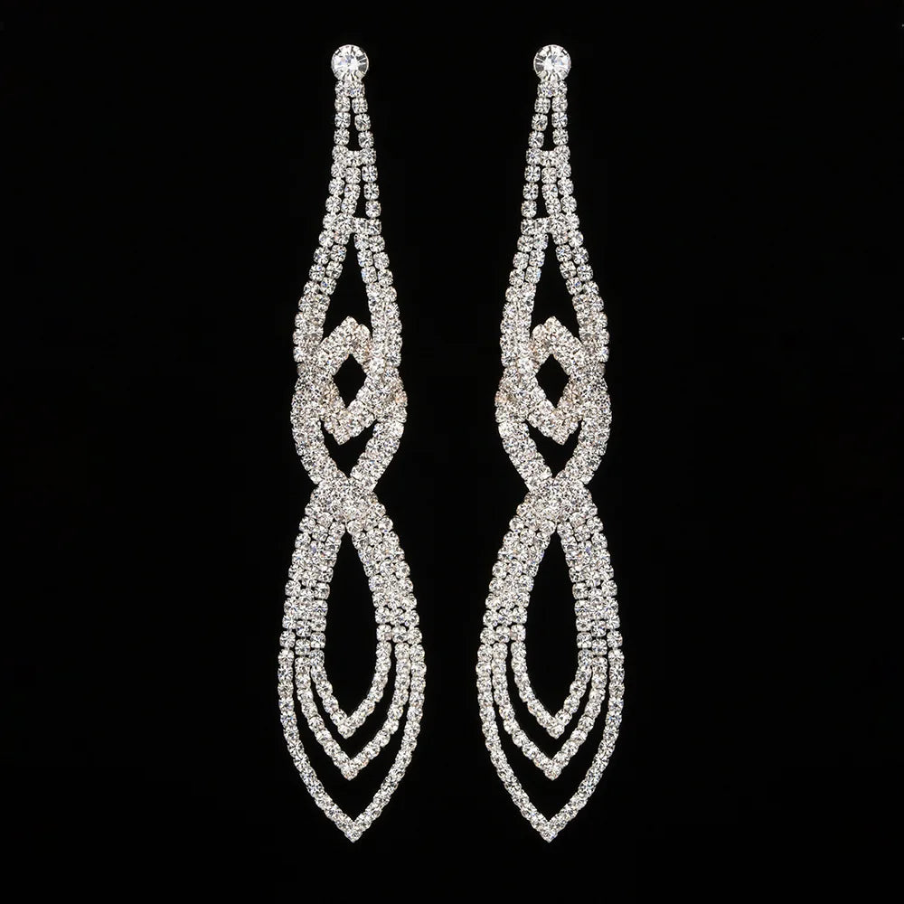 New Engagement Women Girls Wedding Crystal Water Drop Rhinestone Long Earring MegaBDM
