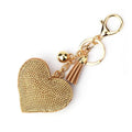 Customized Women's Plush Keychain Heart-Shaped Crystal Tassel Leather Bag Charm for Girls