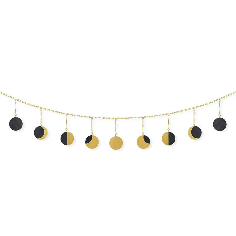Moon Phase Wall Decor Bohemian Art Style Moon Hanging Ornaments With Metal  Chains for Party Home Wall Decorations