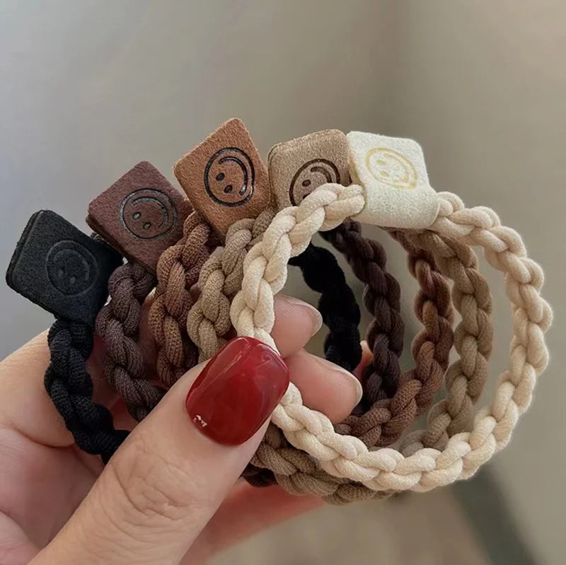 New Arrival Simple Fashion Girl 5.5cm Smile Face High Elastic Hair Scrunchies Solid Color Hair Ties for Girls Hair Accessories