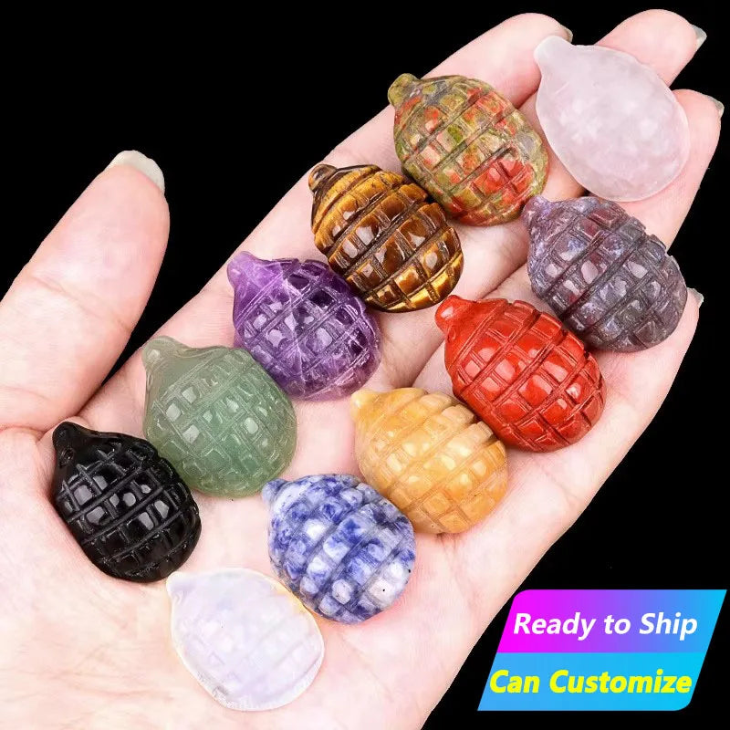 1 Inch Mini Hedgehog Crystal Crafts Vintage Natural Amethyst Agate Jade Carving Small Pangolin Animal Landscaping Ornaments MegaBDM