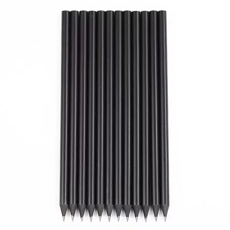 Wholesale Custom Logo 7 Inch Pencils Round Body Black Wood HB Pencil for School/Office