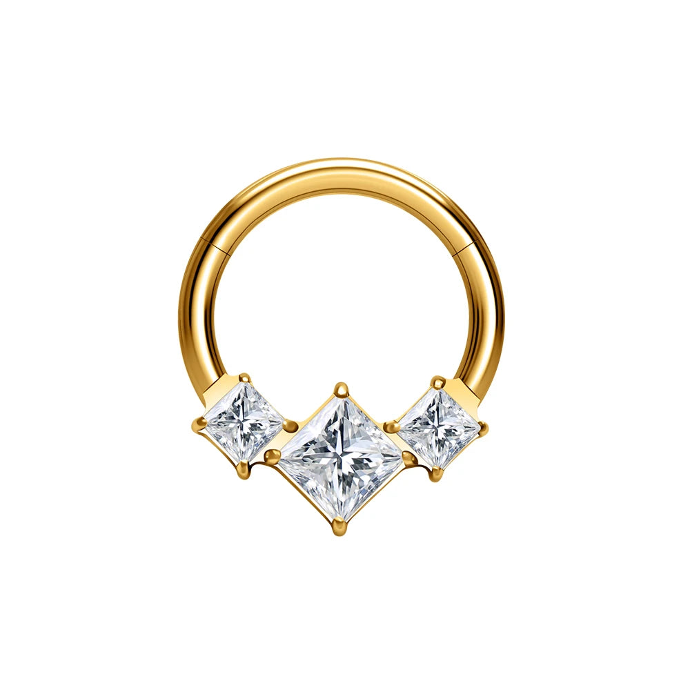 New Trendy G23 Titanium Hinged Segment Hoop Clicker Nose Ring CZ Inlay Cartilage Tragus Helix Lip Earring Piercing Body Jewelry