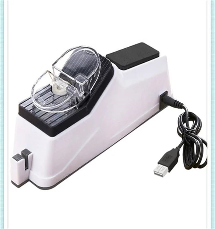 SENSO USB Electric Knife Sharpener White Adjustable Multi-Grit for Kitchen Knives and Scissors