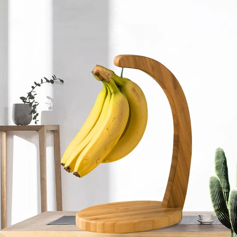 Factory Wholesale Bamboo Fruit Stand Sturdy Standing Type Banana Hanger Holder