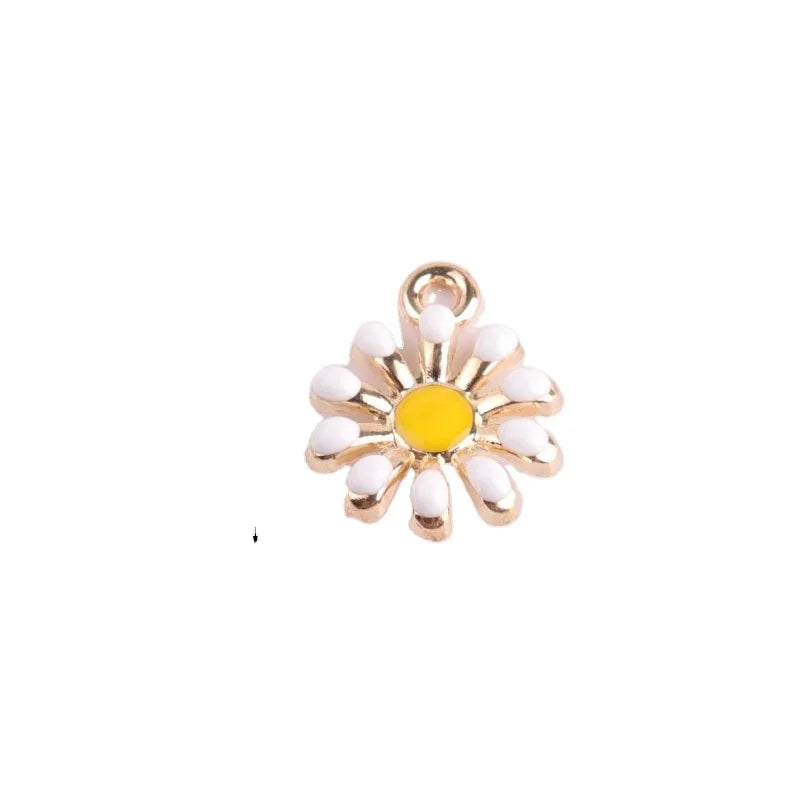 Wholesale Gold Tone Sunflower Great Enamel Daisy Shape Alloy Charm Necklace Pendants Jewelry Crafts