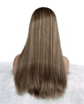 Fast Delivery Premium Remy European Human Hair Wig 18-20 Inch Long Straight for Lace Top Balayage Blonde Color Jewish Small