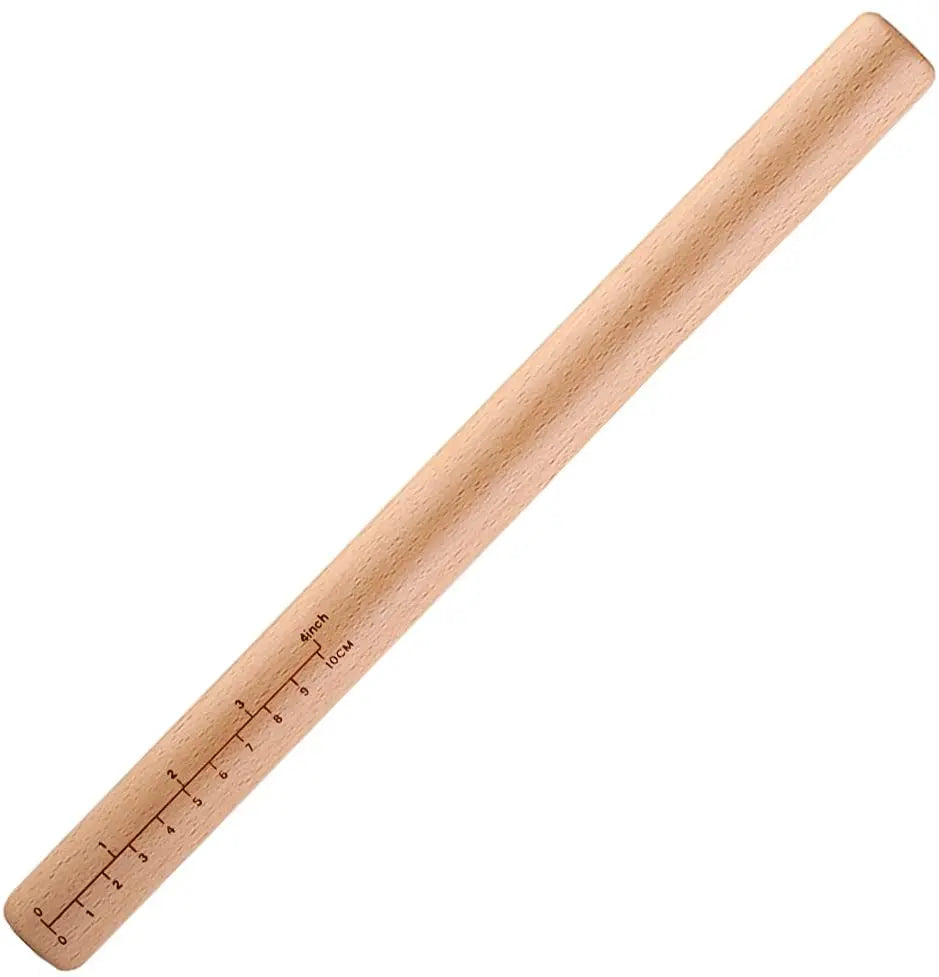 TaiLai Polished Beechwood French Rolling Pin for Baking Pizza Clay Pasta Cookies & Dumplings with Precise Measurements