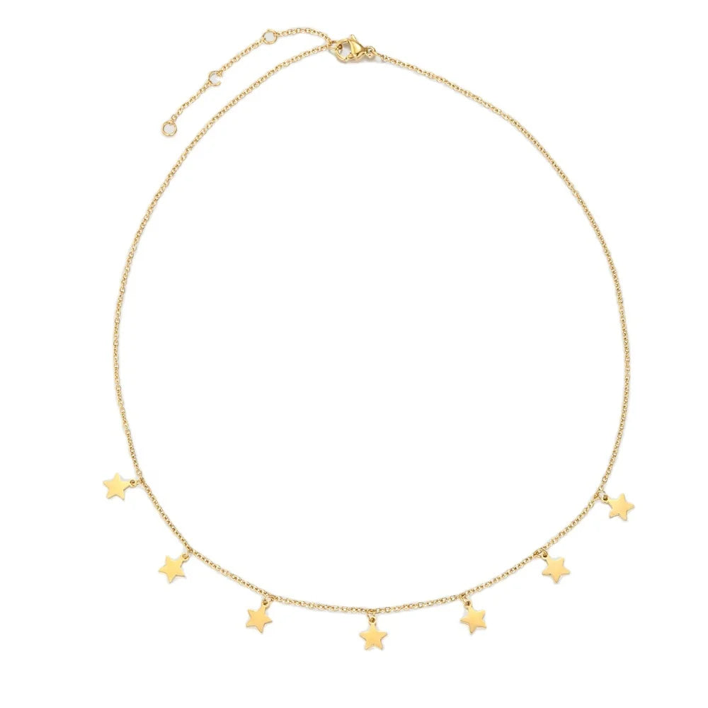 EManco Gold Color Star Pendant Necklace Trendy 14K Gold Wholesale Stainless Steel Pentagon-Star Fine Necklace Jewelry Gifts MegaBDM