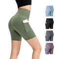 Tight Sport Yoga Pants Tummy Control Non See-Through Athletic Workout Running Short Women' s High Waist Yoga Shorts With Pockets