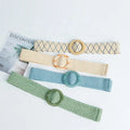 JULUN Women Elastic Belt Waist Belt PU Belt Manufacture Woven Fabric With Resin Buckle Boho Summer Casual Fashion Accessory