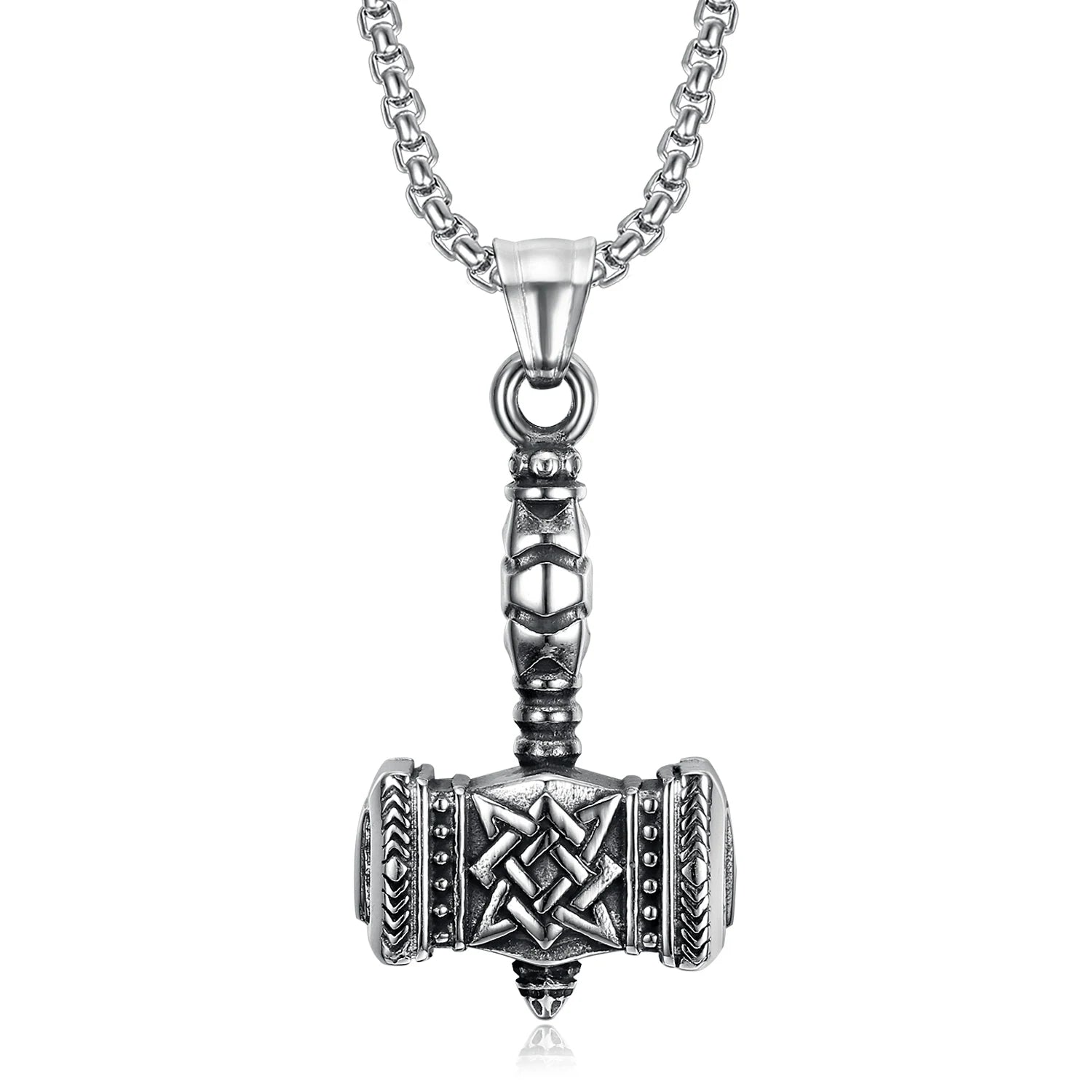 Nodic Viking Jewelry Hammer Pendants Stainless Steel Viking Mjolnir Thor's Hammer Odin  Necklace Pendant Men and Women