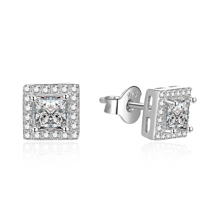 Moissanite Earrings 925 Sterling Silver Earrings Cushion Cut Bride Earrings for Lady
