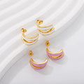 Hot Selling 18K Gold Plated Waterproof Stainless Steel Jewelry Women's New Design Quality Vintage Enamel Funky Stud Earrings