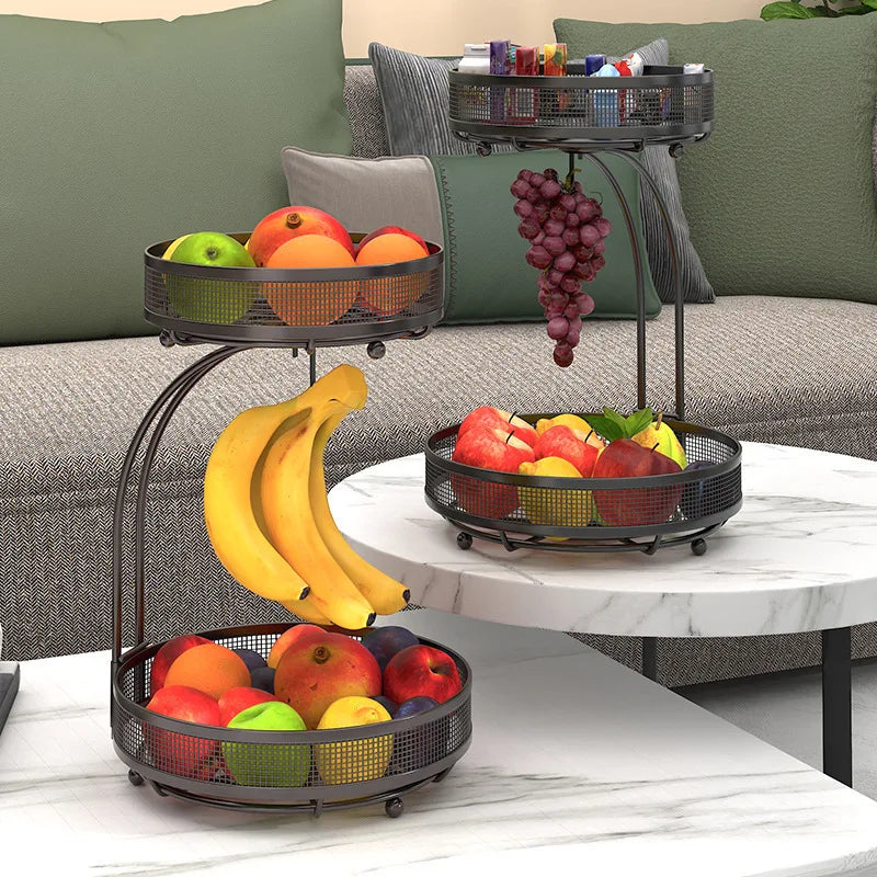 Hot Fruit Basket with Banana Hook Sale Fruit Basket 2 Tier Fruit Basket