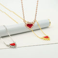 Wholesale 925 Silver Jewelry Heart Necklace Set With Red Heart Enamel Jewelry Charm for Women Gift