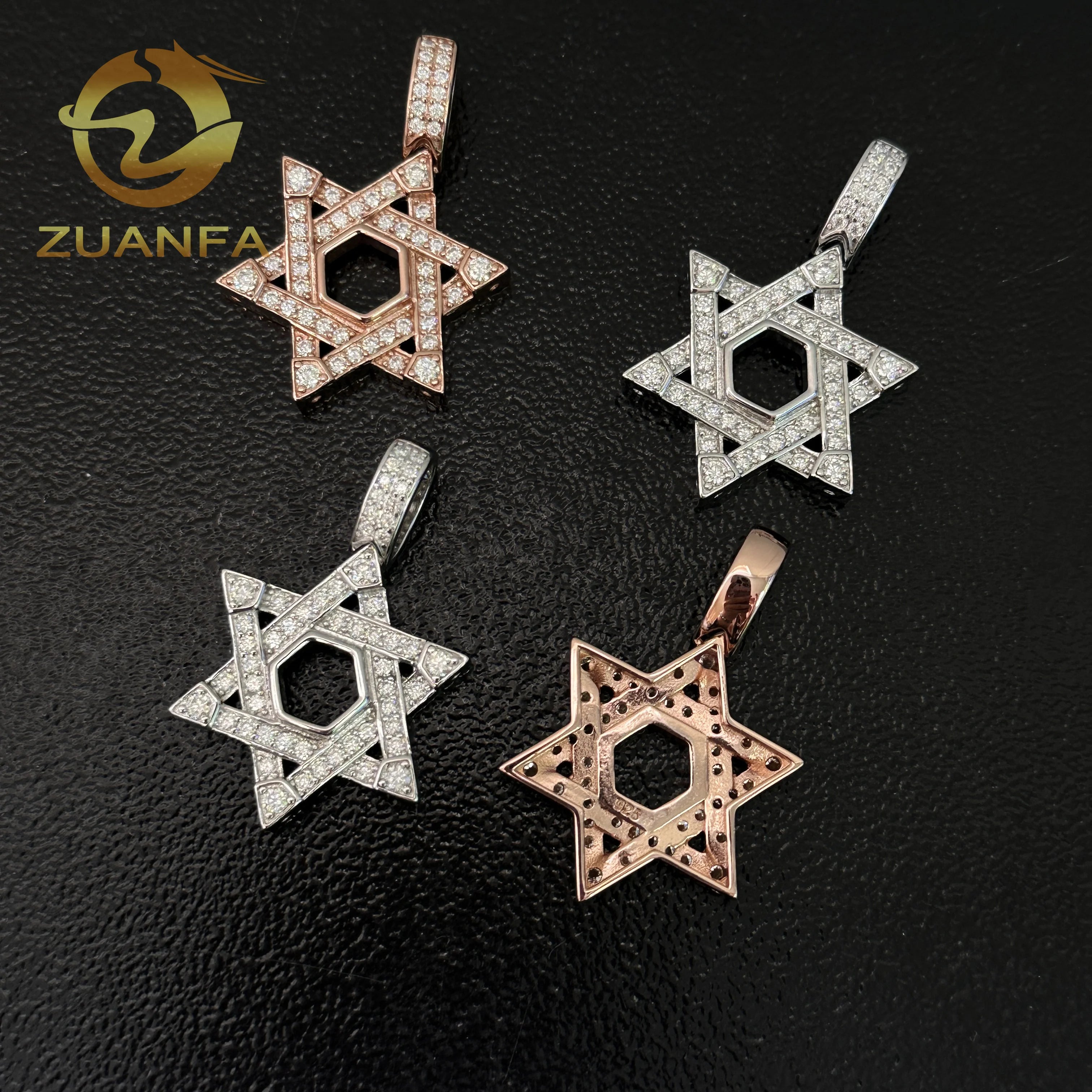 Fast Shipping Iced Out Moissanite Hip Hop Jewelry Star Pendant Sterling Silver 925 Moissanite Charm Pendant Best Gift