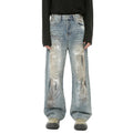 Custom Men's Digital Printing Patchwork Summer New Graffiti Jeans Distressed Washed Old Waste Straight MegaBDM
