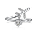Dylam Waterproof 925 Sterling Silver Aviation Airplane Jewelry Women 18K Gold Plated Adjustable Ring Cubic Zircon Airplane Rings