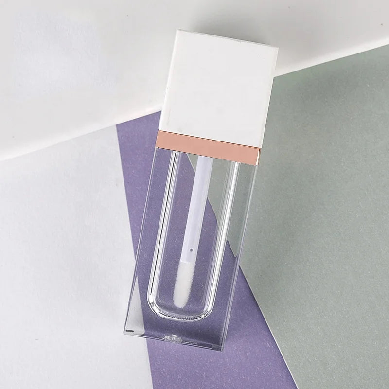 8ml 10ml Flat square Shaped Empty Containers Custom Logo Private Label Black Lip Gloss Tubes With Wands