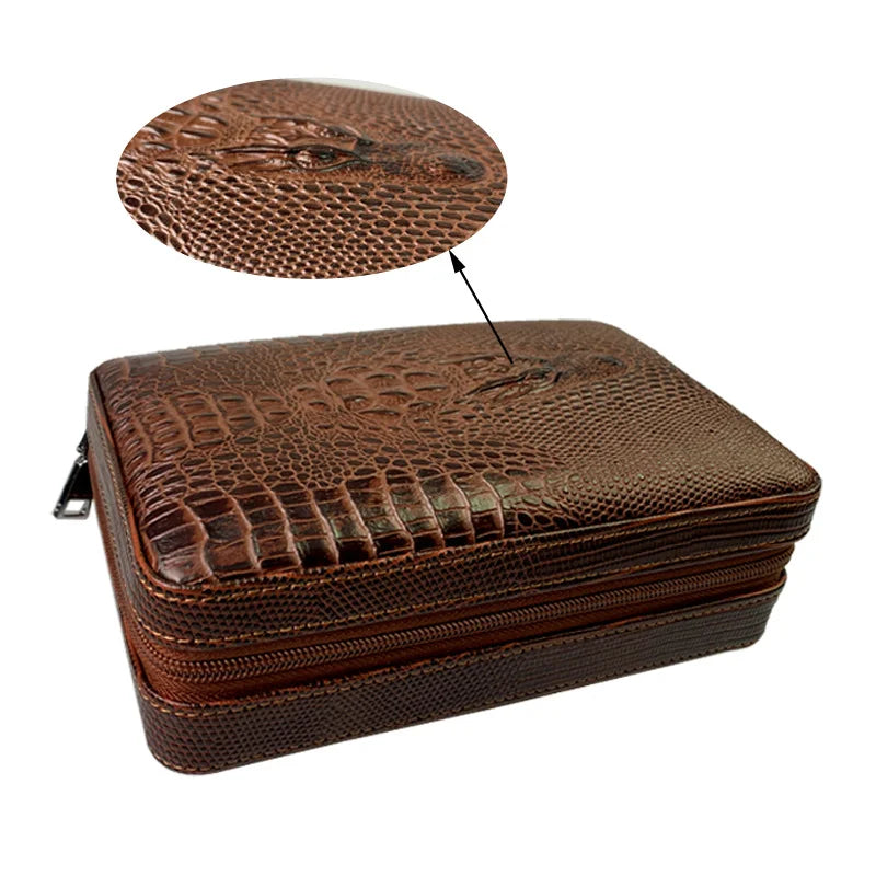 Vanace Customized Cigar Case Portable Cedar Wood Lining Cigar Humidor Box Travel Leather Storage Bag