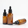 Stocked Essential Oil Amber Glass Dropper Bottle with Hot Stamping 5ml-100ml Sizes Rubber Stopper for Skin Care Cream