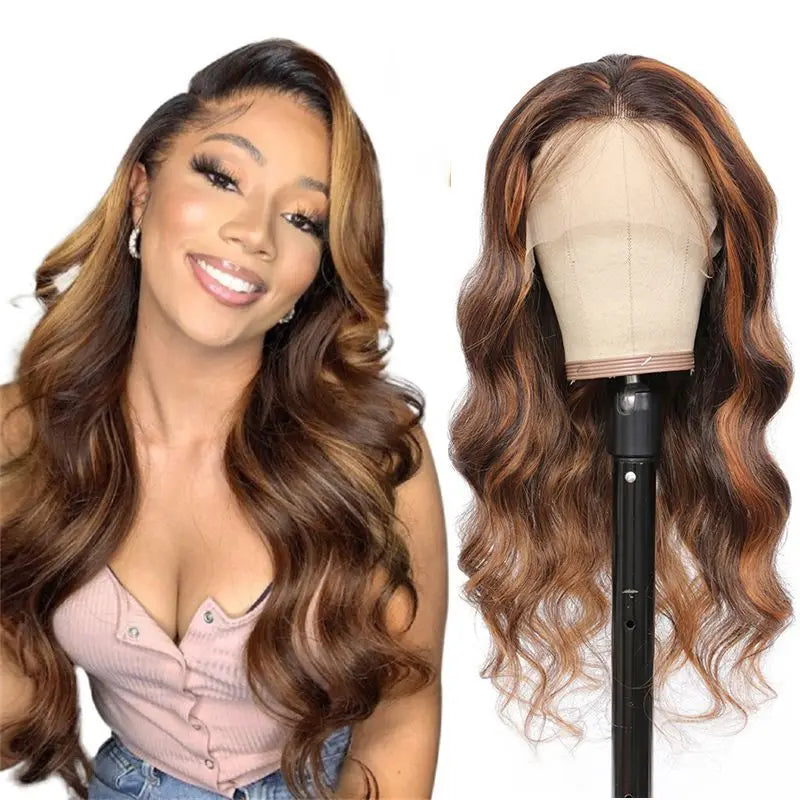 Transparent 13x4 Brazilian Human Hair Hd Lace Front Wigs Wholesale Virgin Hair Vendor Highlight Piano Color Wigs for Black Women