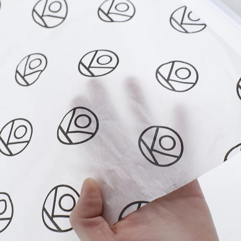 Custom Printed Logo Silk Cotton Tissue Paper White Sheets With Black Logo for Gift Clothing Packaging Wrapping