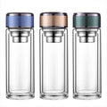 Support Logo Print 300ml Tea Infuser Bottle Portable Tea Tumbler  Filter Glass Tea Water Bottle