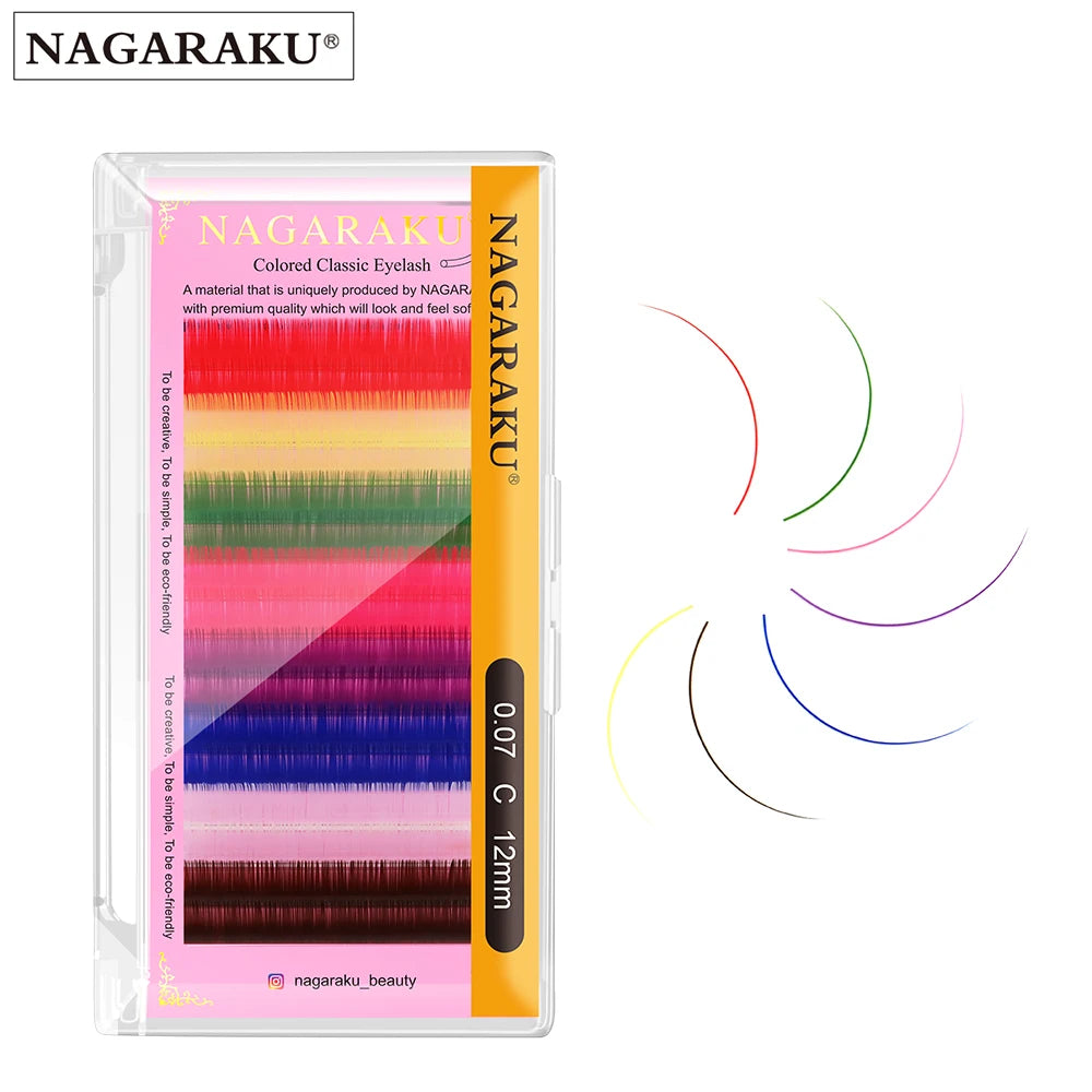 NAGARAKU Color Eyelash Extension Individual Mink Eyelashes Rainbow Color Lash Extension Private logo