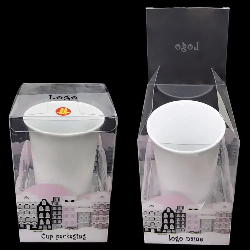 Ceramic Mug Cup Box Packaging Plastic PET PVC PP Custom clear Printing Cup Gift Box