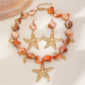 Meetyoo Wholesale Ocean Style Colored Baroque Pearl Alloy Charms Shell Necklace Earring Resin Personality Trendy Jewelry Sets