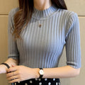 Blouse Women Blusas Mujer De Moda 2026 Verano Half Sleeve Women Tops Female O-Neck Knitted Shirt Women Blouses Blusa E404