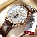 POEDAGAR Fashion Quartz Men Watches Top Brand Luxury Waterproof Luminous Date Man Clock Leather Sport Men's Wrist Watch
