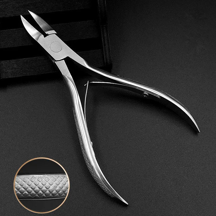 Professional Nail Cutter & Toenail Groove Cuticle Nippers Non-Slip Stainless Steel Handle Custom Logo Curved Blade Beauty Tool