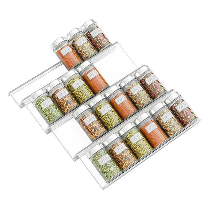 Hot Spice Drawer Organizer Insert 4 Tier Acrylic Spice Rack Tray Expandable for Cabinet Drawer Pantry Organization and Storage