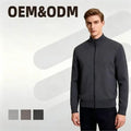 Customized Standard Winter Crew Neck Knitted Men Sweater Slim Cardigan Casual Full Zipper Cardigan