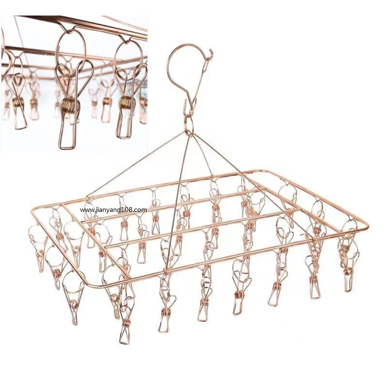 Outdoor Luxury Cleaning Travel 34 Pegs Stainless Steel 316 Sock Peg and Square Socks Hanger or Coat Hanger Clothing Socks Hanger