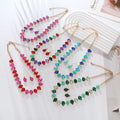 Manufacturer Wholesale Fashion Drop Shape Colored Glass Rhinestone Dinner Accessories Earrings Necklace Set