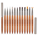 Nail Pens Customized Color Logo Liner UV Gel Sandalwood Nail Art Brushes with Nylon Bristles and Wood Handle