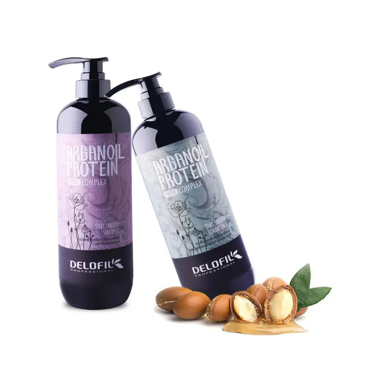 DELOFIL Silky Smooth Hair Care Shampoo and Conditioner Set 800ml Argan Oil Protein Magic Complex
