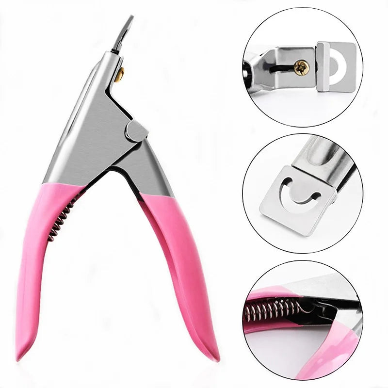 Wholesale False Nail Cutter Professional Colorful U-Shaped Acrylic Nail Scissors Home DIY Stainless Steel Nail Clippers Edge Cut