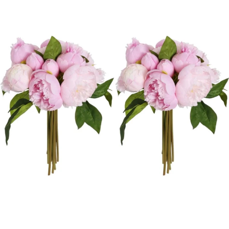 Artificial Pink Peonies Silk Flowers with Stems for Wedding Decoration Bride Bouquet Faux Flowers Crafts Floral Arrangement